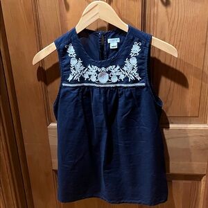 J. Crew women’s Navy Blue Embroidered Blouse